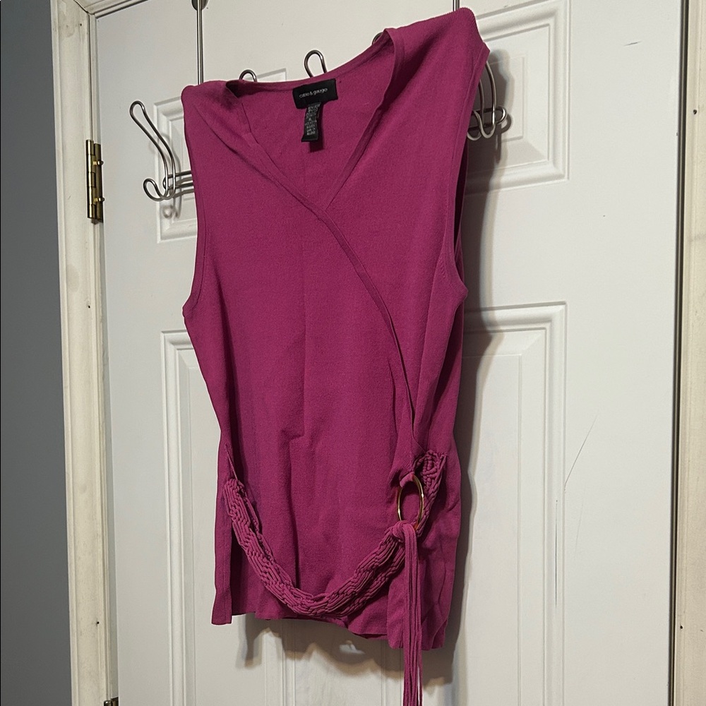 Cable & Gauge Fuchsia Wrap Blouse